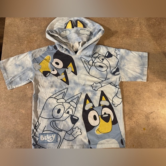 Bluey- Short Sleeve Tee with Hood, Size 6 - Picture 1 of 4